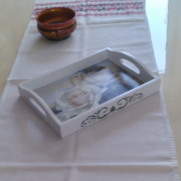 Elegant handmade wooden tray, Made in Ukraine - Picture 2 of 5